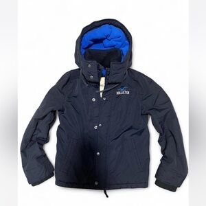 Hollister Dark Blue Puffer Coat with Fleece lining
